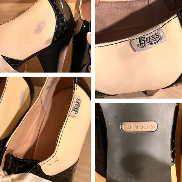 G.H Bass X Rachel Antonhoff Cream & Black Patent Leather Heeled Oxford Shoes - Picture 7 of 13